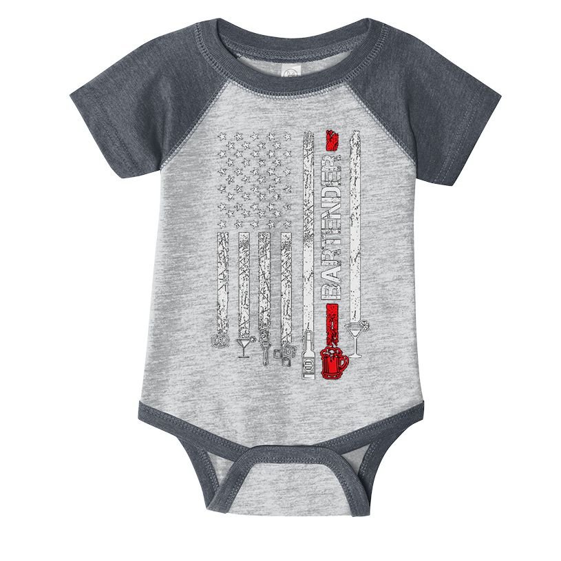 American Flag With Bartender Cool Gift For Women Men Father Infant Baby Jersey Bodysuit