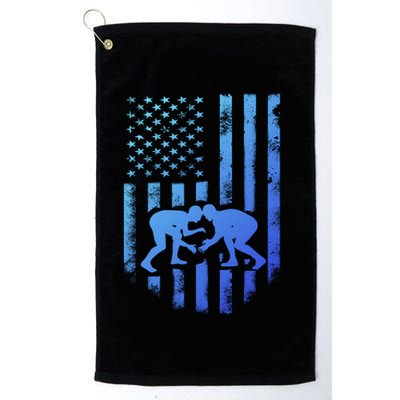 American Flag Wrestling Gift Distressed Wrestle Gift Golf Towel
