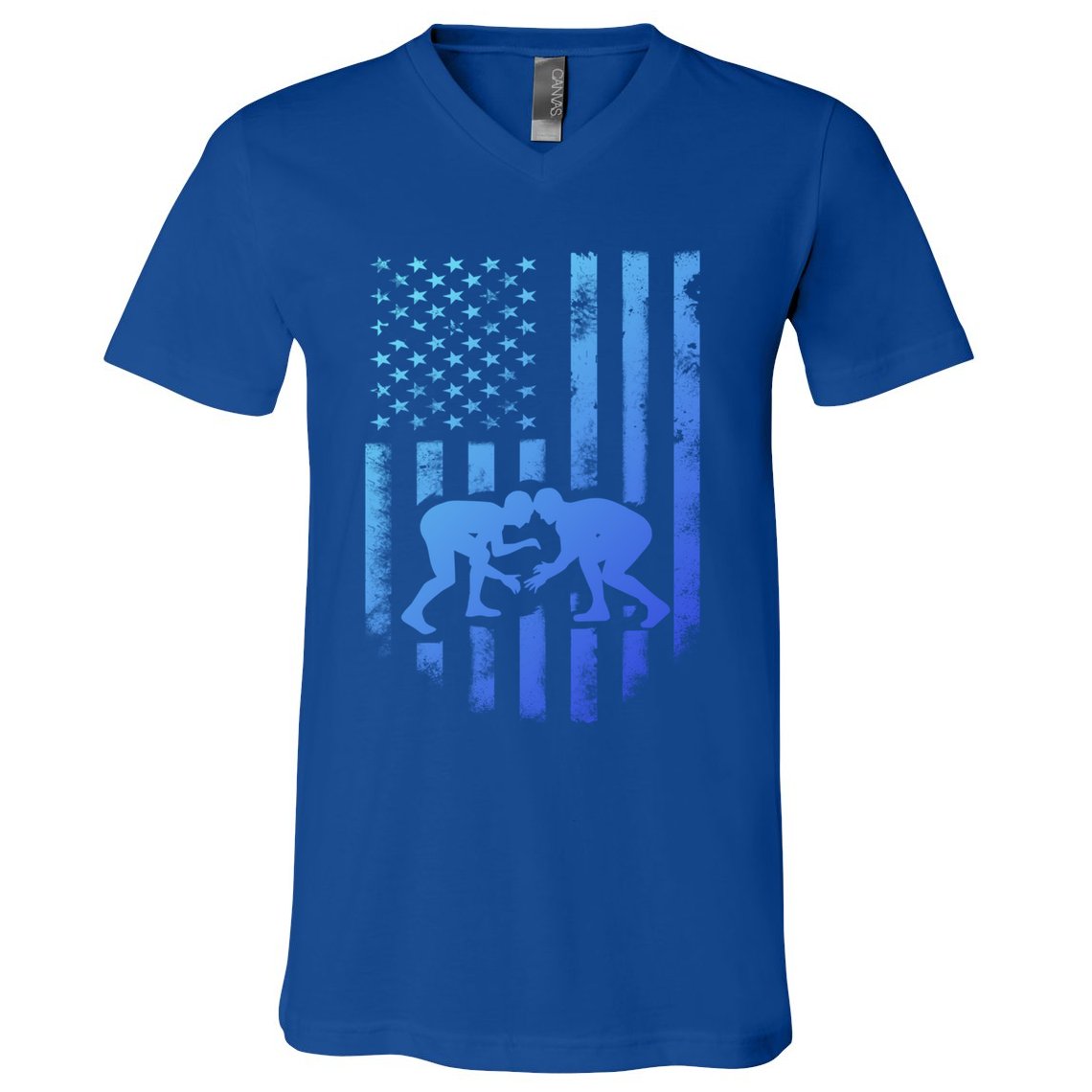 American Flag Wrestling Gift Distressed Wrestle Gift V-Neck T-Shirt