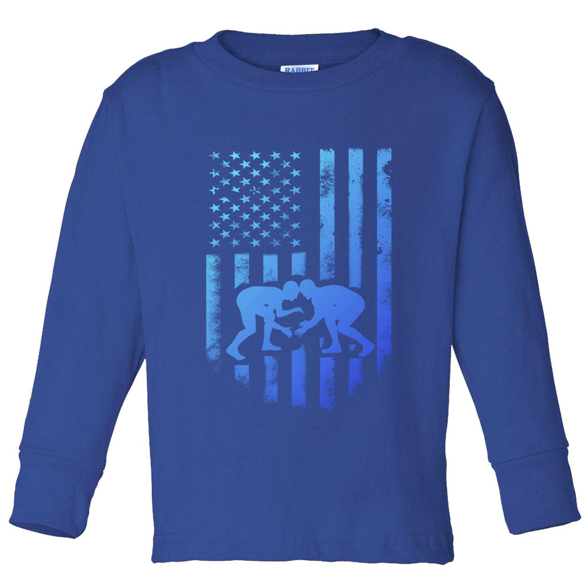 American Flag Wrestling Gift Distressed Wrestle Gift Toddler Long Sleeve Shirt