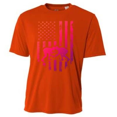 American Flag Wrestling Gift Distressed Wrestle Gift Cooling Performance Crew T-Shirt