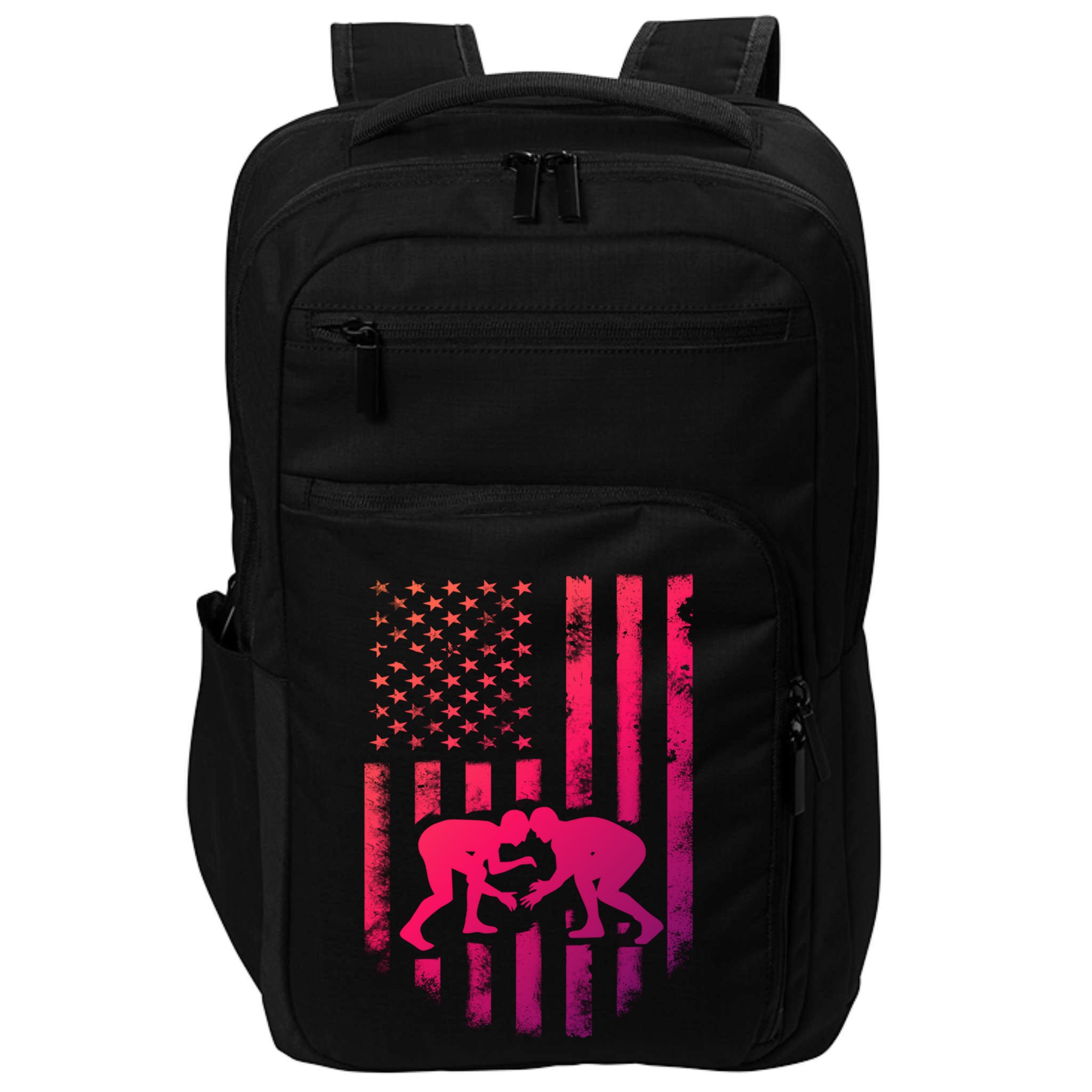 American Flag Wrestling Gift Distressed Wrestle Gift Impact Tech Backpack