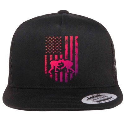 American Flag Wrestling Gift Distressed Wrestle Gift Flatbill Hat