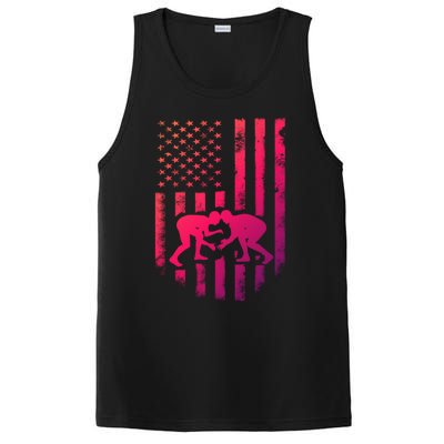 American Flag Wrestling Gift Distressed Wrestle Gift PosiCharge Competitor Tank