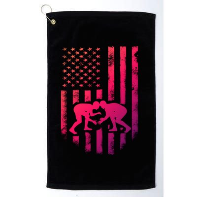 American Flag Wrestling Gift Distressed Wrestle Gift Golf Towel