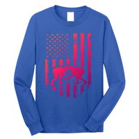 American Flag Wrestling Gift Distressed Wrestle Gift Long Sleeve Shirt