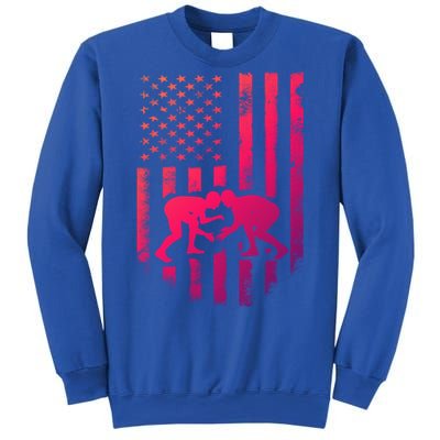 American Flag Wrestling Gift Distressed Wrestle Gift Sweatshirt