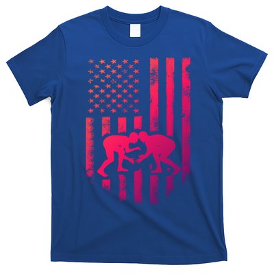 American Flag Wrestling Gift Distressed Wrestle Gift T-Shirt