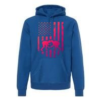 American Flag Wrestling Gift Distressed Wrestle Gift Premium Hoodie