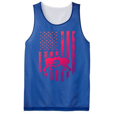 American Flag Wrestling Gift Distressed Wrestle Gift Mesh Reversible Basketball Jersey Tank