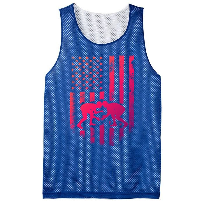 American Flag Wrestling Gift Distressed Wrestle Gift Mesh Reversible Basketball Jersey Tank