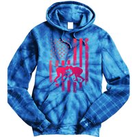 American Flag Wrestling Gift Distressed Wrestle Gift Tie Dye Hoodie