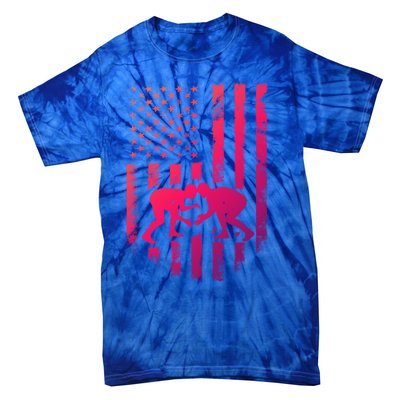 American Flag Wrestling Gift Distressed Wrestle Gift Tie-Dye T-Shirt