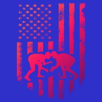 American Flag Wrestling Gift Distressed Wrestle Gift Women's V-Neck T-Shirt