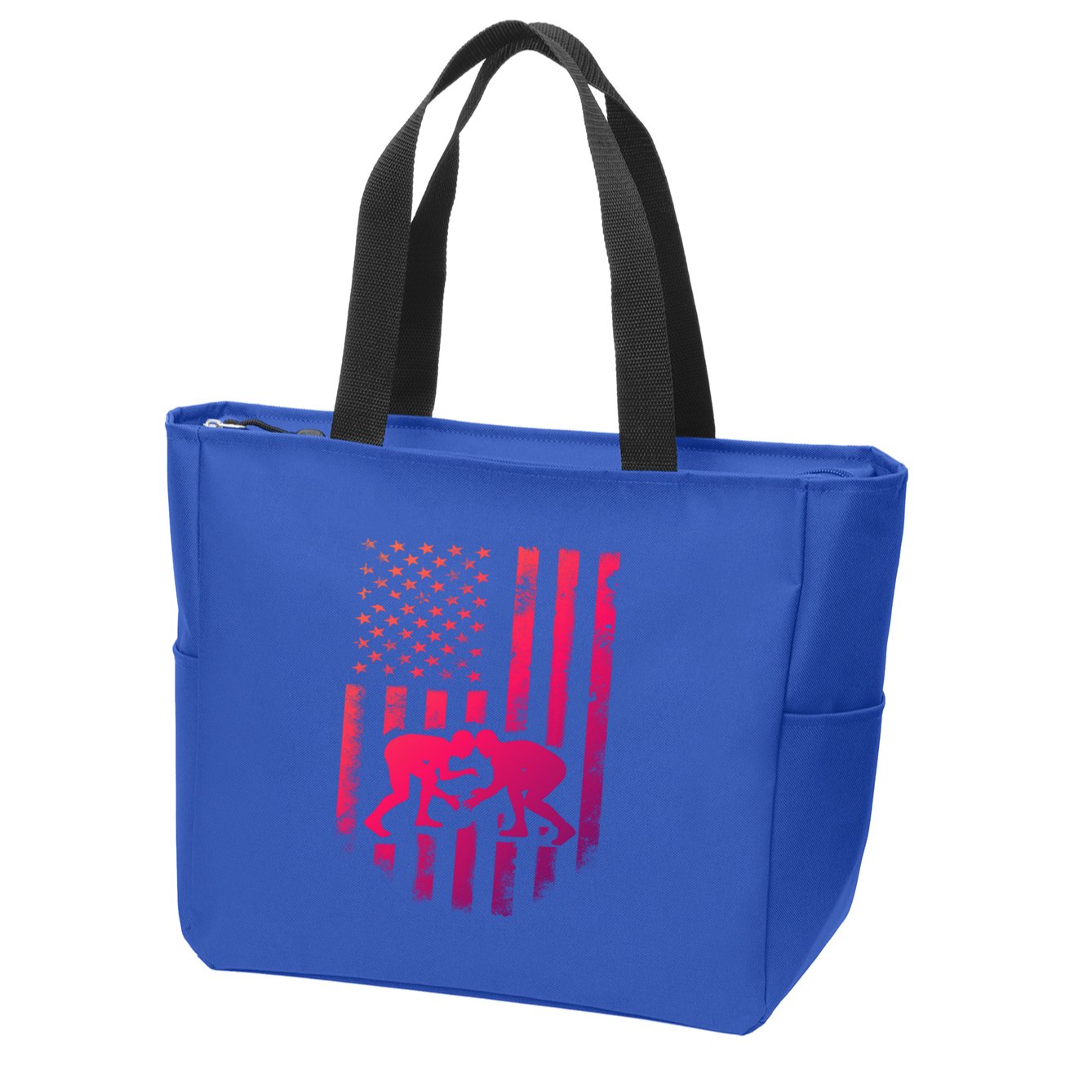 American Flag Wrestling Gift Distressed Wrestle Gift Zip Tote Bag