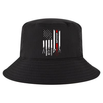 American Flag with Surveyor for wo father Cool Comfort Performance Bucket Hat