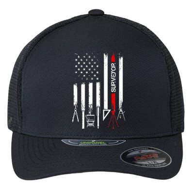 American Flag with Surveyor for wo father Flexfit Unipanel Trucker Cap