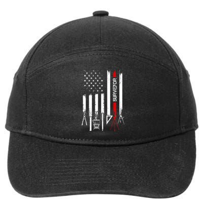 American Flag with Surveyor for wo father 7-Panel Snapback Hat