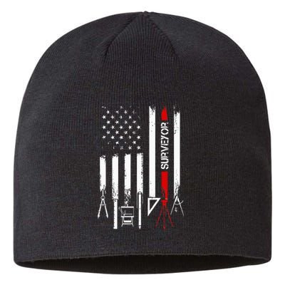 American Flag with Surveyor for wo father Sustainable Beanie