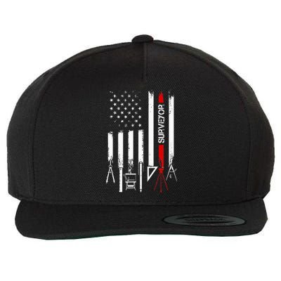 American Flag with Surveyor for wo father Wool Snapback Cap