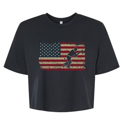 American Flag With Cricket Bat And Balls Funny Gift Bella+Canvas Jersey Crop Tee