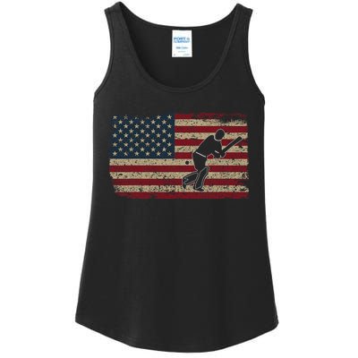 American Flag With Cricket Bat And Balls Funny Gift Ladies Essential Tank