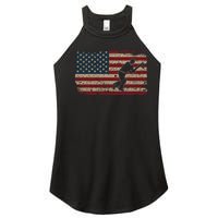 American Flag With Cricket Bat And Balls Funny Gift Women's Perfect Tri Rocker Tank