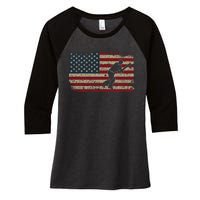 American Flag With Cricket Bat And Balls Funny Gift Women's Tri-Blend 3/4-Sleeve Raglan Shirt