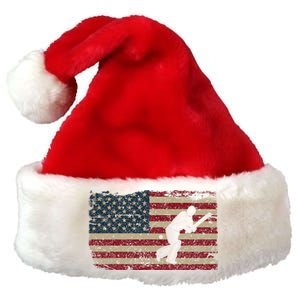 American Flag With Cricket Bat And Balls Funny Gift Premium Christmas Santa Hat