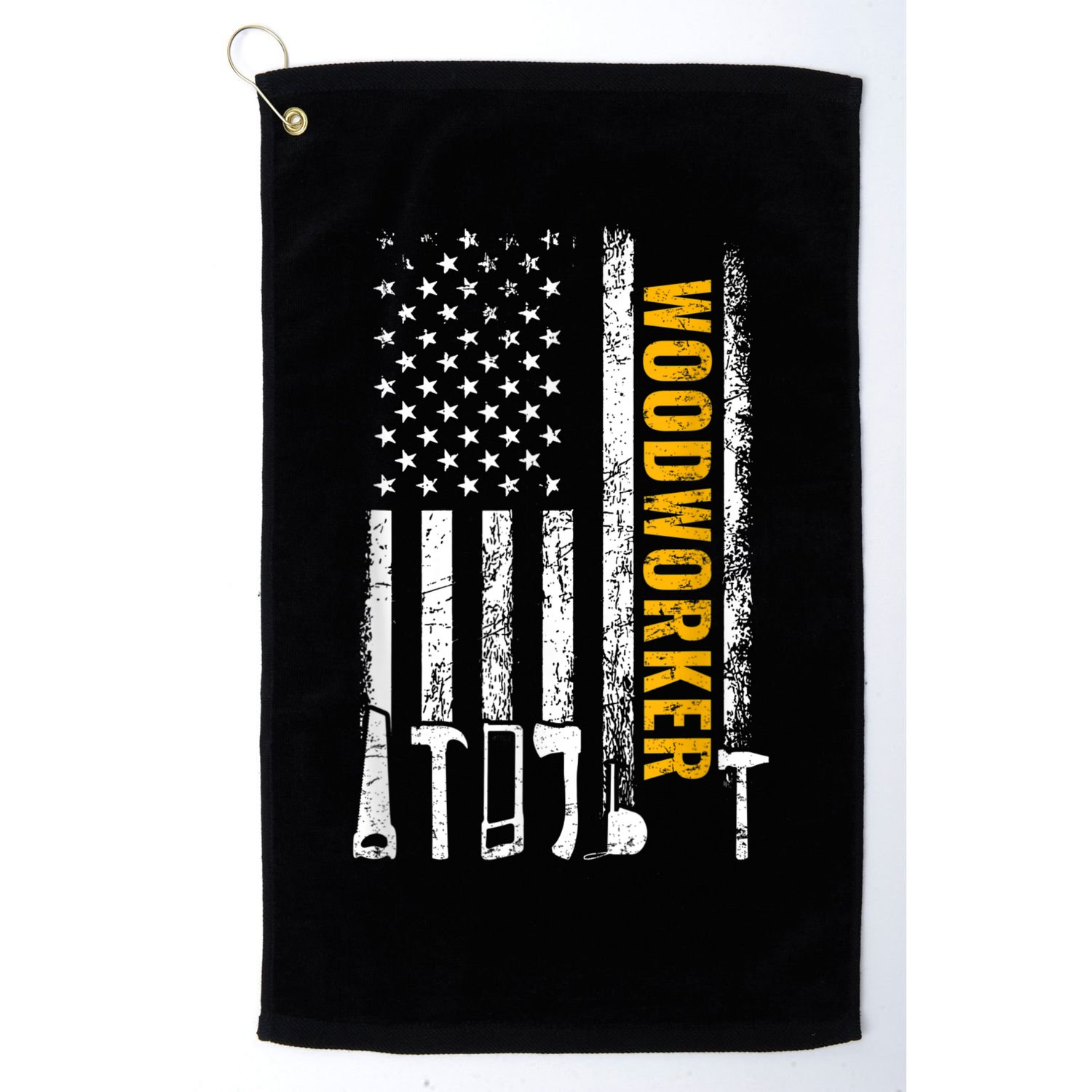 American Flag Woodworker Carpenter Funny Woodworking Golf Towel
