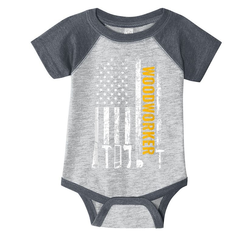 American Flag Woodworker Carpenter Funny Woodworking Infant Baby Jersey Bodysuit