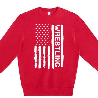 American Flag Wrestling Lovers Sport Fans Premium Crewneck Sweatshirt