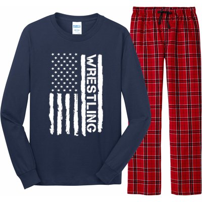 American Flag Wrestling Lovers Sport Fans Long Sleeve Pajama Set