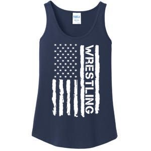 American Flag Wrestling Lovers Sport Fans Ladies Essential Tank