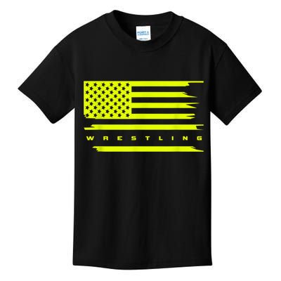American Flag Wrestling Apparel Wrestling Kids T-Shirt