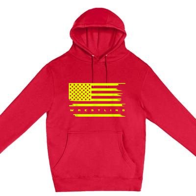 American Flag Wrestling Apparel Wrestling Premium Pullover Hoodie