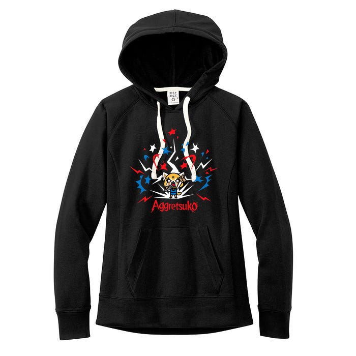 Aggretsuko Fire Works 4th Of July Women's Fleece Hoodie