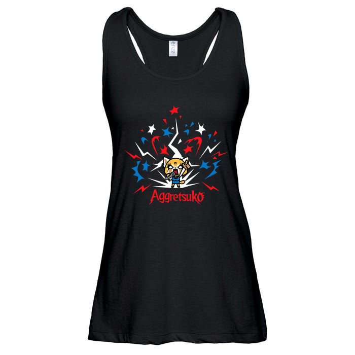 Aggretsuko Fire Works 4th Of July Ladies Essential Flowy Tank