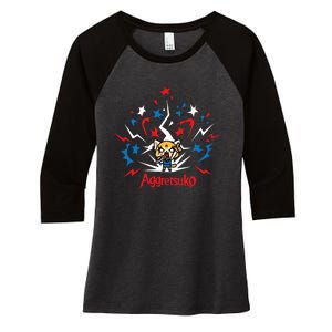 Aggretsuko Fire Works 4th Of July Women's Tri-Blend 3/4-Sleeve Raglan Shirt