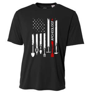 American Flag with Archeology for father Cooling Performance Crew T-Shirt