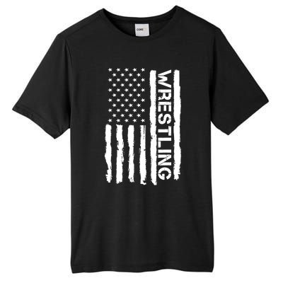 American Flag Wrestling Lovers Sport Fans Tall Fusion ChromaSoft Performance T-Shirt