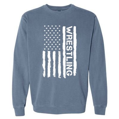 American Flag Wrestling Lovers Sport Fans Garment-Dyed Sweatshirt