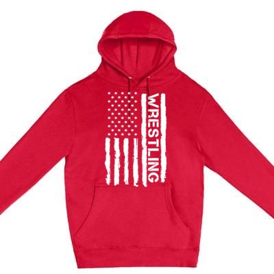 American Flag Wrestling Lovers Sport Fans Premium Pullover Hoodie