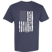 American Flag Wrestling Lovers Sport Fans Garment-Dyed Heavyweight T-Shirt