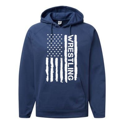 American Flag Wrestling Lovers Sport Fans Performance Fleece Hoodie