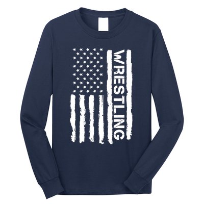 American Flag Wrestling Lovers Sport Fans Long Sleeve Shirt