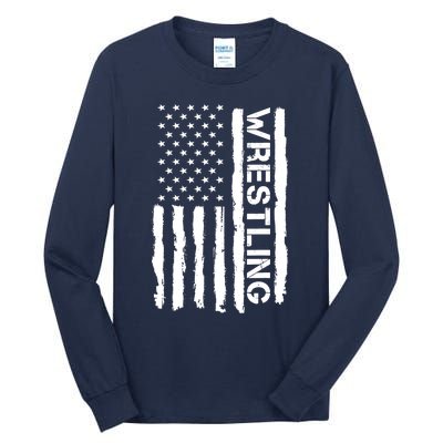 American Flag Wrestling Lovers Sport Fans Tall Long Sleeve T-Shirt