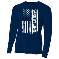 American Flag Wrestling Lovers Sport Fans Cooling Performance Long Sleeve Crew