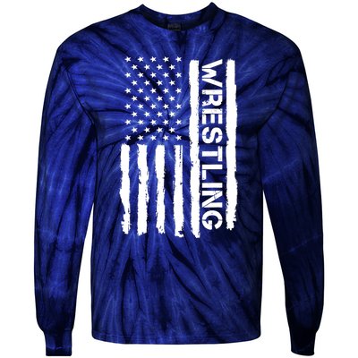 American Flag Wrestling Lovers Sport Fans Tie-Dye Long Sleeve Shirt