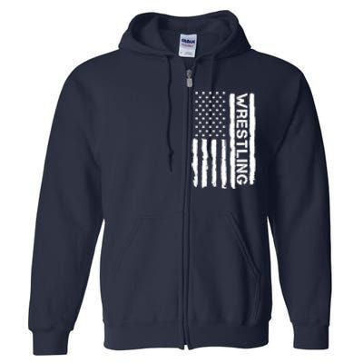 American Flag Wrestling Lovers Sport Fans Full Zip Hoodie